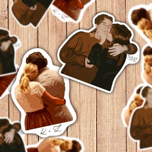 Pegatina ilustrada de parejas personalizadas, día de San Valentín, pegatina personalizada, regalo de aniversario, para él, para ella, de foto, impermeable, retrato