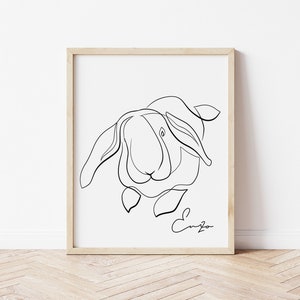 Custom One Line Art Pet Portrait, Rabbit, Memorial Pet Loss Gift, Personalized Line Art Portrait, Simplistic, Bunny Tattoo, Minimalistic