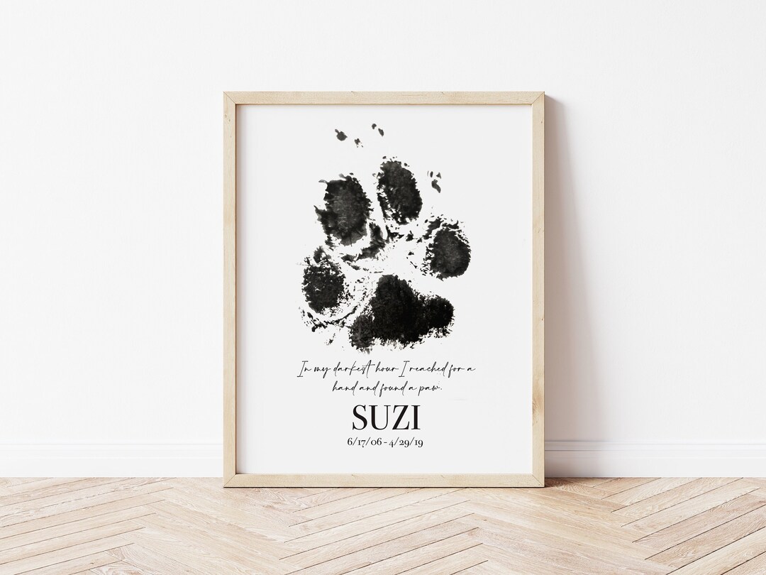 Custom Paw Print Pet Loss Print Quote, Pet Loss Gift, Pet Adoption Gift ...