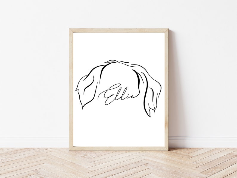 Custom Line Art Pet Ears Portrait, Minimalistic pet portrait, Line Drawing, Pet Loss gift, Memorial gift, Modern, Dog, Cat, Mothers Day Gift image 6