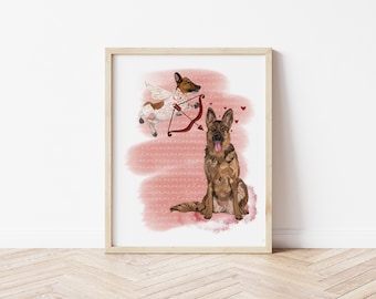 Digital Download Valentines print, Cupid animals decor,Dog valentines day,puppy decor,Valentines for him for her, Dog mom,Vday gift