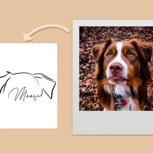 Custom Line Art Pet Ears Portrait, Minimalistic pet portrait, Line Drawing, Pet Loss gift, Memorial gift, Modern, Dog, Cat, Mothers Day Gift image 7
