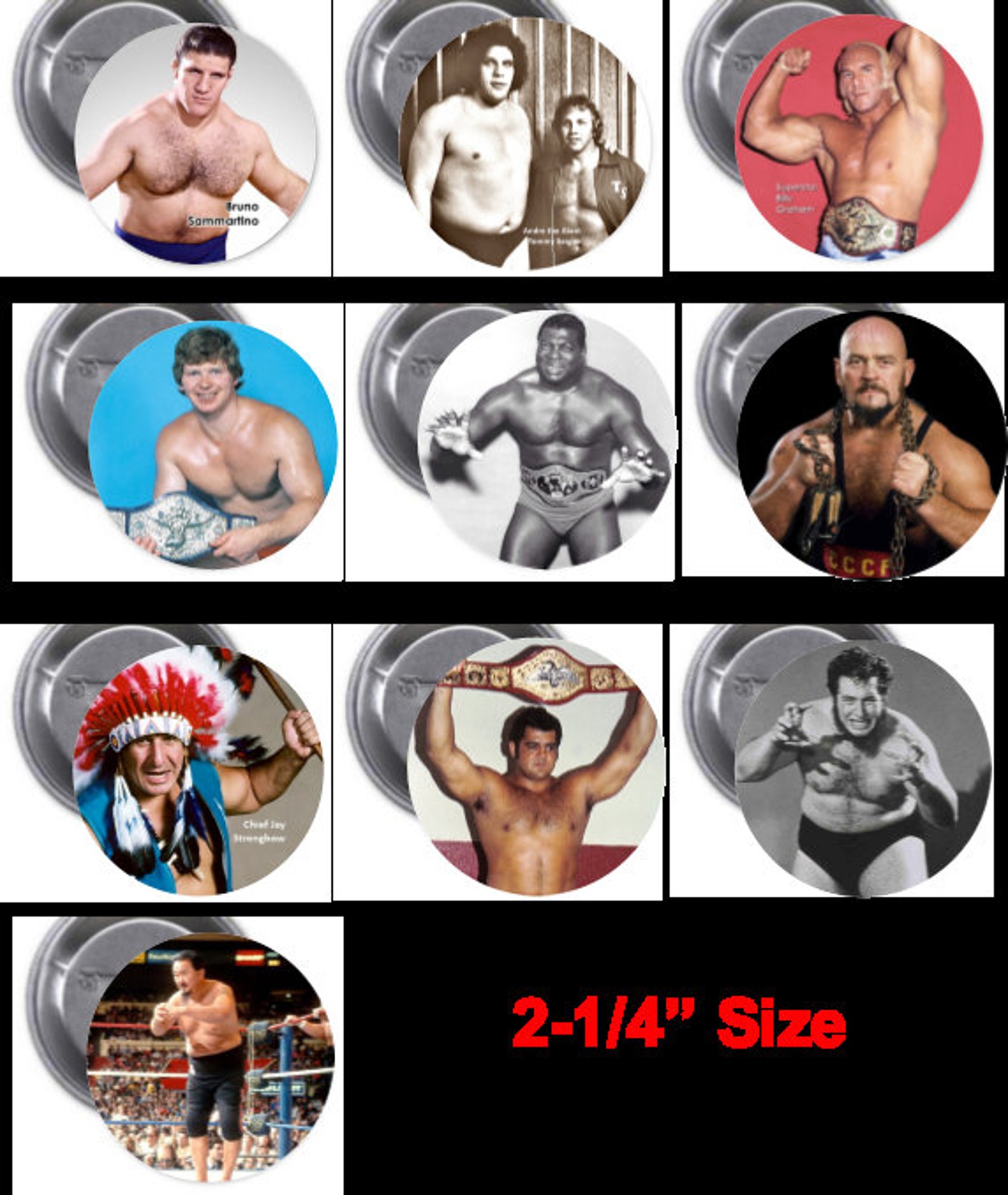 WRESTLING STAR of the '60's Set of 10 21/4 inch Etsy
