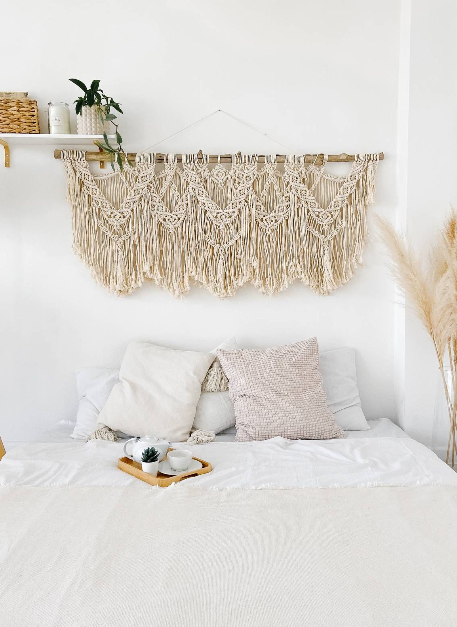 Large macrame wall hanging Large macrame headboard Hanging Etsy