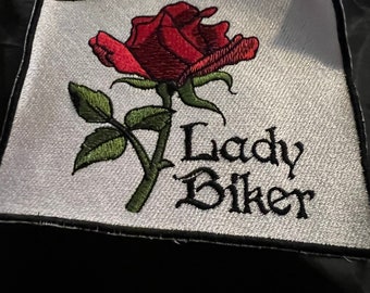 Large Lady Biker Rose Patch