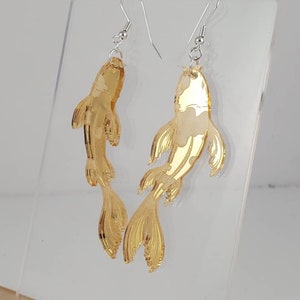 Koi fish earrings - gold acrylic mirrored statement earrings