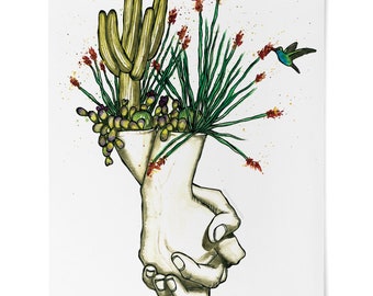 Print, Cactus, Unique, Surreal, Desert, Holding Hands, Yucca, Love, Hummingbird, Saguaro, Fine Art Print