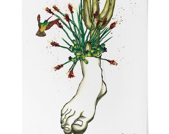 Print, Cactus, Unique, Surreal, Desert, Foot, Yucca, Hummingbird, Saguaro, Fine Art Print