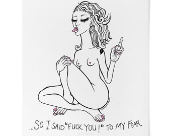 Print, Girl, Inspirational Quote, Fuck You, Middle Finger, Fun, Humorous, Surreal, Fine Art Print