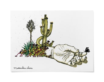Print, Cactus, Unique, Surreal, Desert, Hand, Yucca, Veins, Saguaro, Fine Art Print