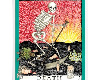 Print, Death, Tarot, Skeleton, Scythe, October, Fine Art Print