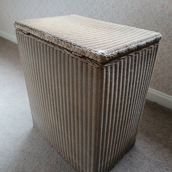 Vintage genuine Lloyd loom lusty wash / linen / laundry basket original gold bathroom decor