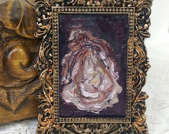 Oyster Oil Painting,Kitchen Wall Decor,Seafood Moody, Wall Art Framed,Vintage Style,Original Painting,New Kitchen Gift,Victorian Style Art