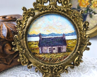 Scotland Oil Painting, Framed Artwork, Scottish Landscape,  Vintage Style Art, Birthday Gift