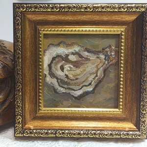 Pintura de ostra, arte emoldurada, arte de parede de cozinha, pintura original, arte em estilo vintage, pintura para presente