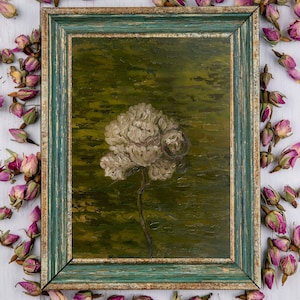 Peinture à l'huile pivoine Style vintage Art pivoine blanche Français décor chambre à coucher peinture originale cadeau de pendaison de crémaillère peinture de fleurs image 10