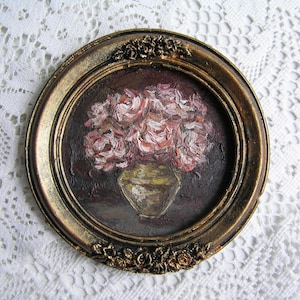 Pintura al óleo floral, arte enmarcado, decoración de pared de peonía, pintura original, arte de estilo vintage, decoración de pared de galería, regalo para ella, arte floral