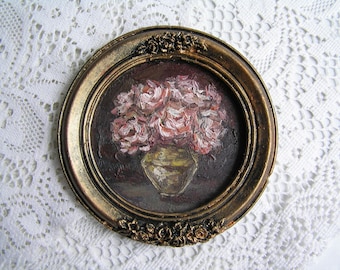 Floral Oil Painting,Framed Art,Peony Wall Decor,Original Painting,Vintage Style Art,Gallery Wall Decor,Gift For Her,Flowers Art