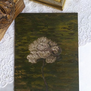 Peinture à l'huile pivoine Style vintage Art pivoine blanche Français décor chambre à coucher peinture originale cadeau de pendaison de crémaillère peinture de fleurs image 2