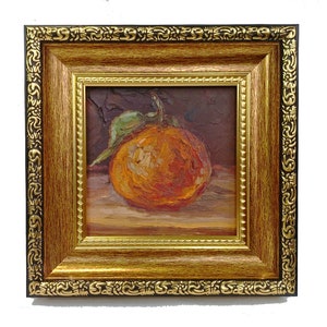 Tangerine Painting,Clementine Art,Framed Painting,Kitchen Wall Art,Fruit Still Life,Original Painting,Vintage Style Art