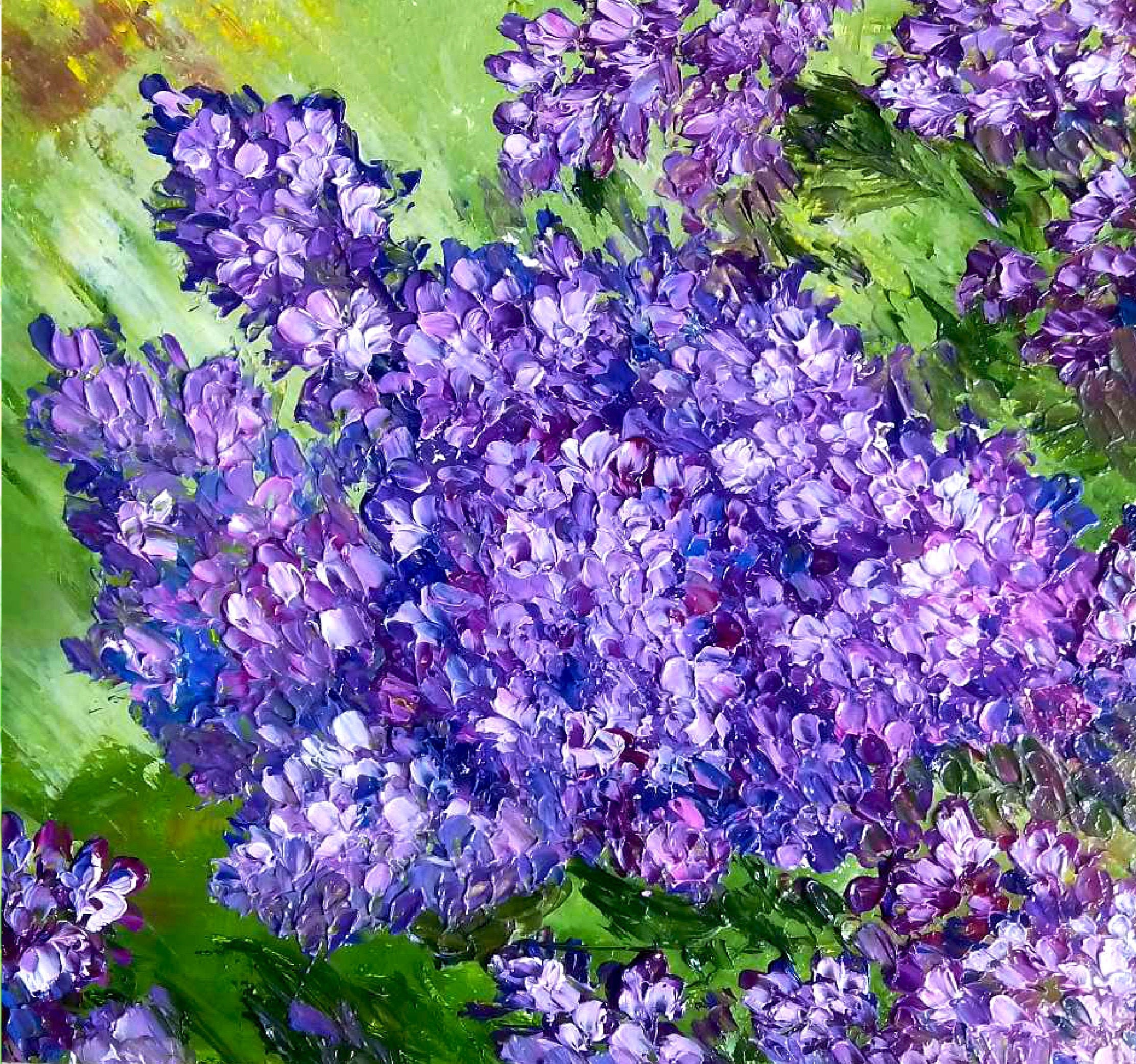 Lilac abstract oil painting Lilac art Impasto flower | Etsy