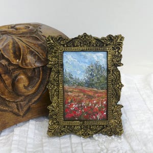 Flores silvestres, pintura a óleo, arte em estilo vintage, pintura para presente, paisagem emoldurada, arte de parede, presente de aniversário, decoração de parede para galeria