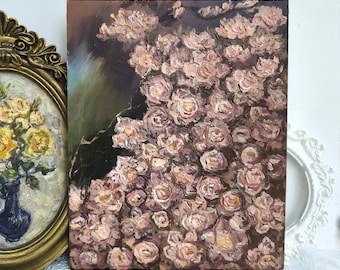 Roses Oil Painting, Floral Wall Art, Vintage Style, Cottagecore Decor, Anniversary Gift