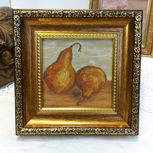 Pear Painting,Framed Artwork,Fruit Kitchen Wall Art,Gift Painting,Still Life Oil Painting,