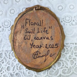 Oljemålning med pioner, konst i vintagestil, blommig stilleben, inramad väggdekor, present till födelsedag bild 11