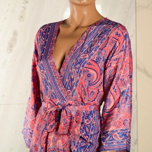 Long Wrap Dress, Kimono Tie-up Belt dress, Silk Kimono Robe,Long Bell sleeve dress,Kimono maxi dress,Hippie dress,Beach Dress,Festival dress