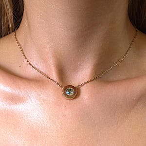 Gold Swarovski Crystal Necklace: Dainty Stainless Steel Pendant