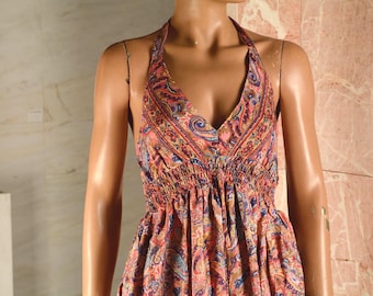 Boho Jumpsuit med vida ben: Blommig polysilke, justerbara axelband