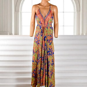 Goddess V Neckline Long Dress• Boho Maxi Dress with Sexy Open Back•Festival Dress•Summer Dress•Boho Maxi Dress•Festival Gown • One Size Fit