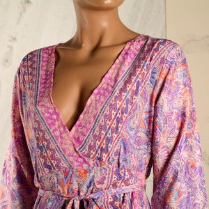 Long Silk Kimono Robe,Wrap dress,Tie waist dress,Long sleeve dress,Kimono maxi dress,Hippie dress,Beach Dress, Festival dress