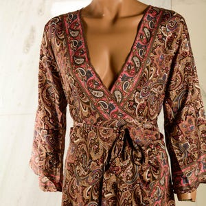 Silk Kimono Robe: Floral Boho Wrap Dress
