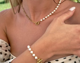 Collar modular de perlas Swarovski Gold: elegante joya intercambiable