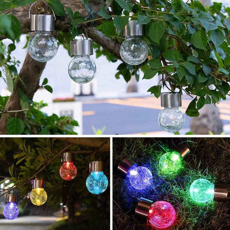 Hanging Garden Solar Lights Color Glass Waterproof Hanging Garden Solar Lights Color Glass, Hanging Solar Ball Lights Outdoor