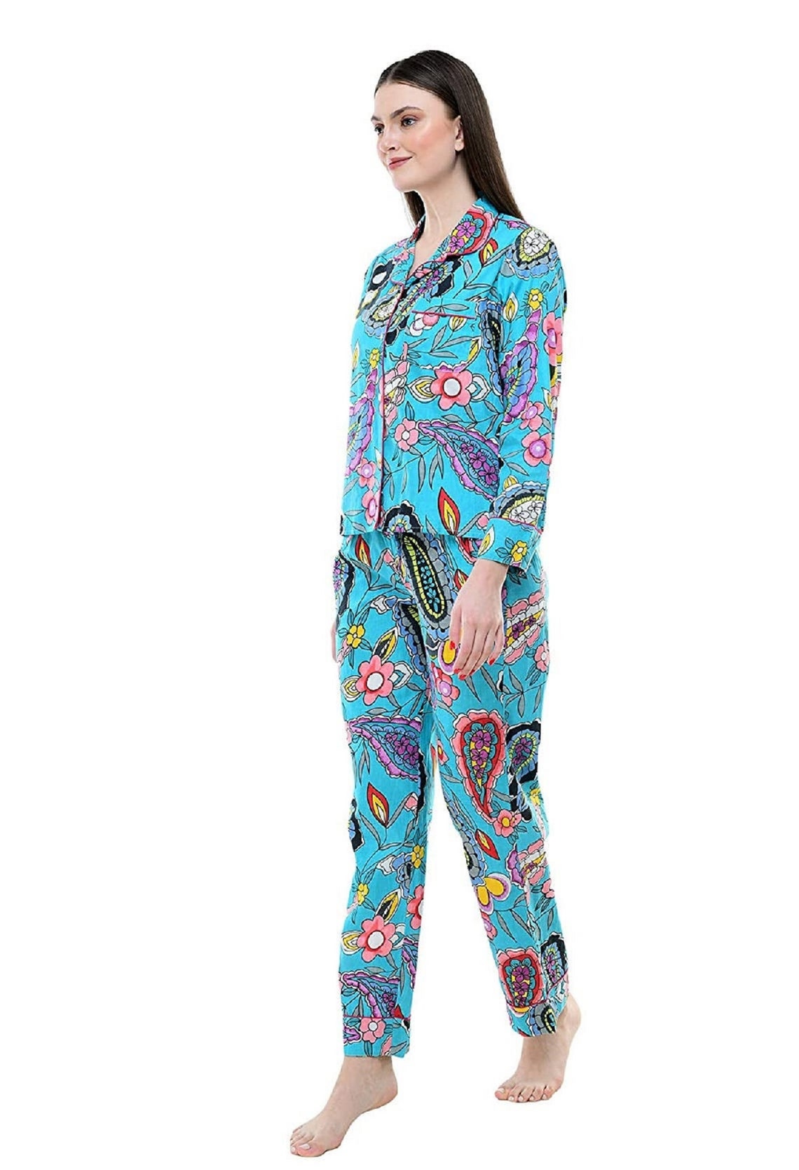 Full Length Paisley Print Pajama Set Matching Pyjama Set | Etsy