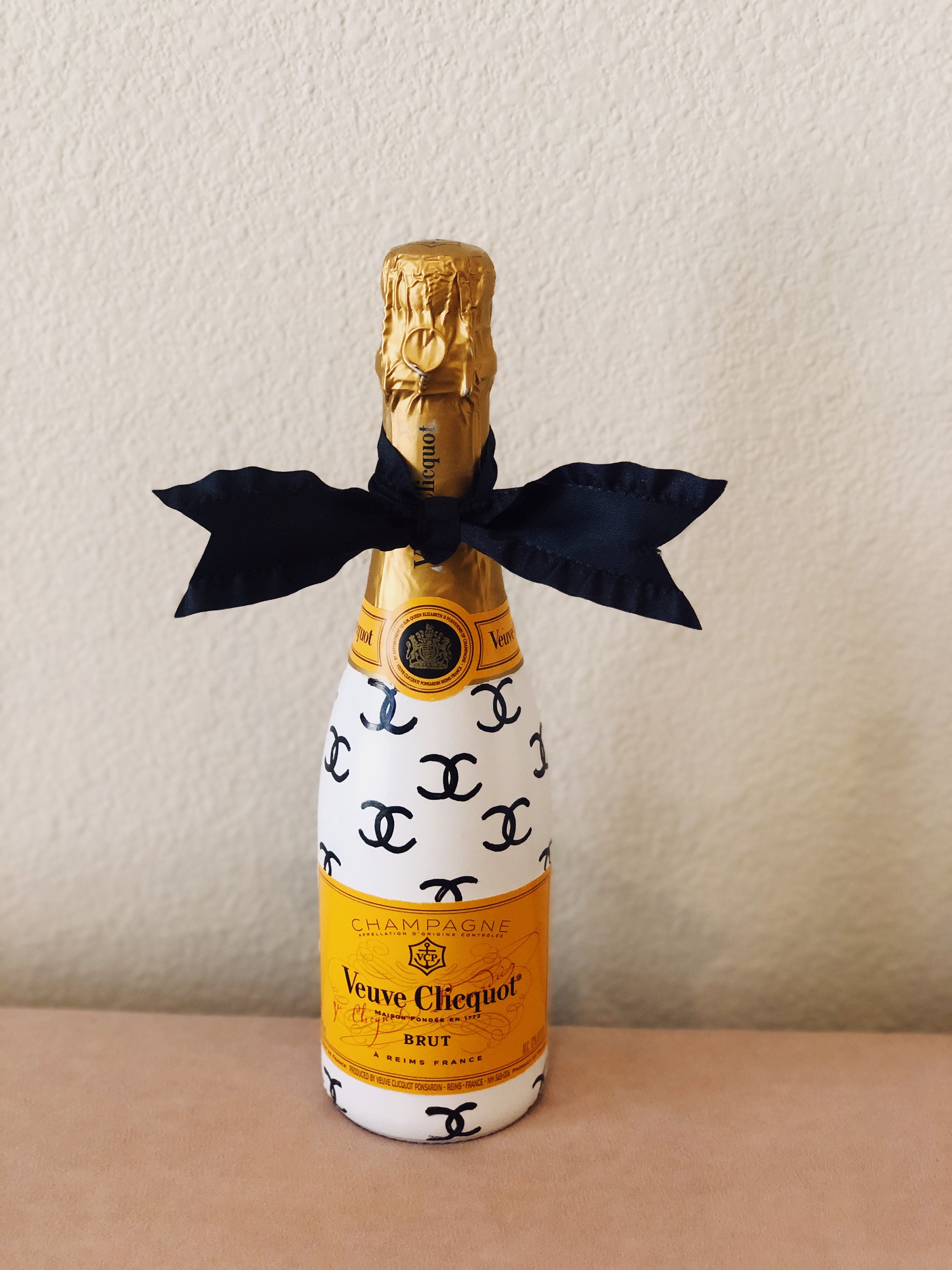 Hand Painted Veuve Clicquot Champagne Bottle Print Etsy