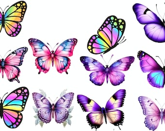 Purple Butterfly Digital  Stickers Individual PNGS Goodnotes and Notability Transparent Stickers