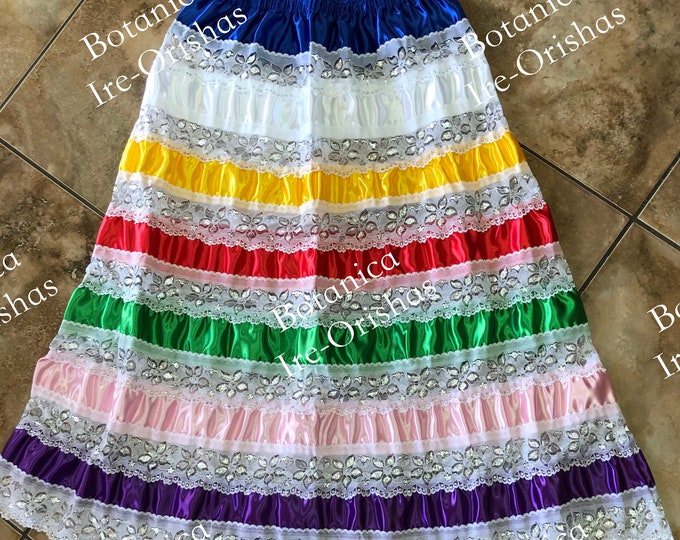 Saya Salla Falda de 7 colores en satin religion yoruba ifa santeria palo