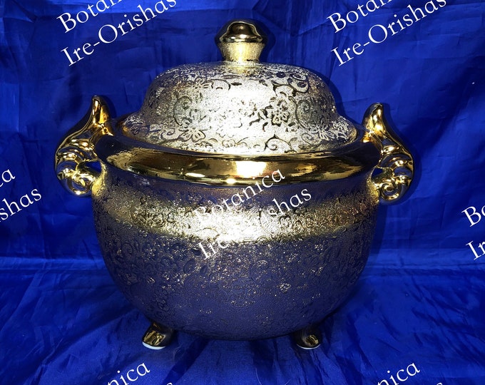 SOPERA tureen dorada gold color Oshun Ochun Osun Religion Yoruba IFA SANTERIA .