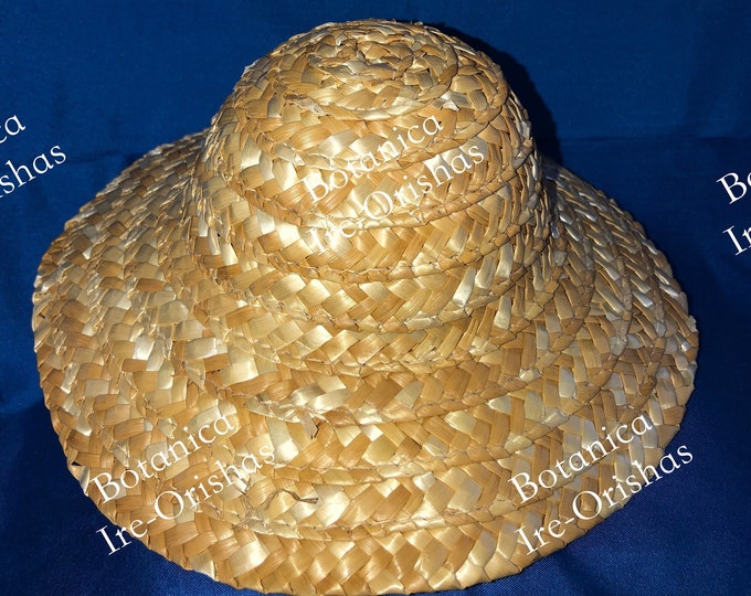 Sombrero de paja ,straw hat 10" ELEGUA ELEGGUA  ifa religion santeria  ifa santeria religion