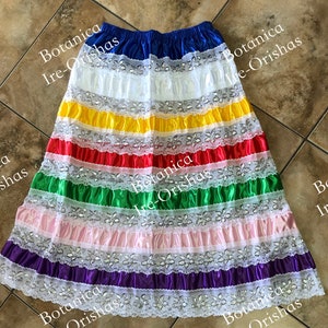 Saya Salla Falda de 7 colores en satin religion yoruba ifa santeria palo