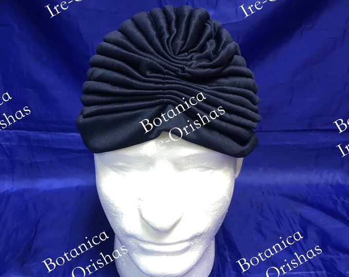 Turbante de mujer quilla azul de rogación yoruba santeria orula