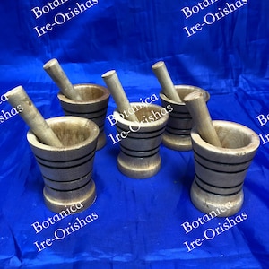 Juego set de 5 Morteros, Mortero de madera mortar Oshun  religion ifa santeria
