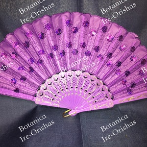 ABANICO, FAN morado PARA San Lazaros Religion yoruba ifa santeria