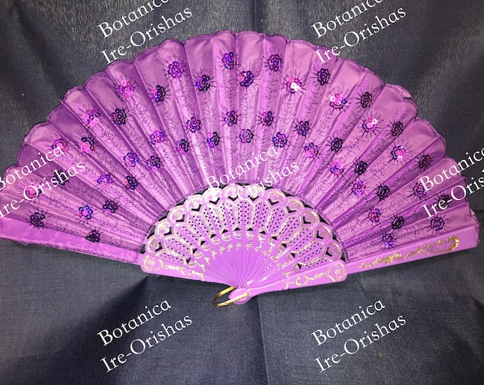 ABANICO, FAN morado PARA San Lazaros Religion yoruba ifa santeria