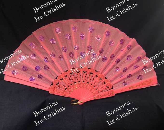 12 Abanico Fan rosado para Obba religion yoruba ifa santeria