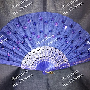 12 ABANICO, fan Azul para Yemaya religion yoruba ifa santeria